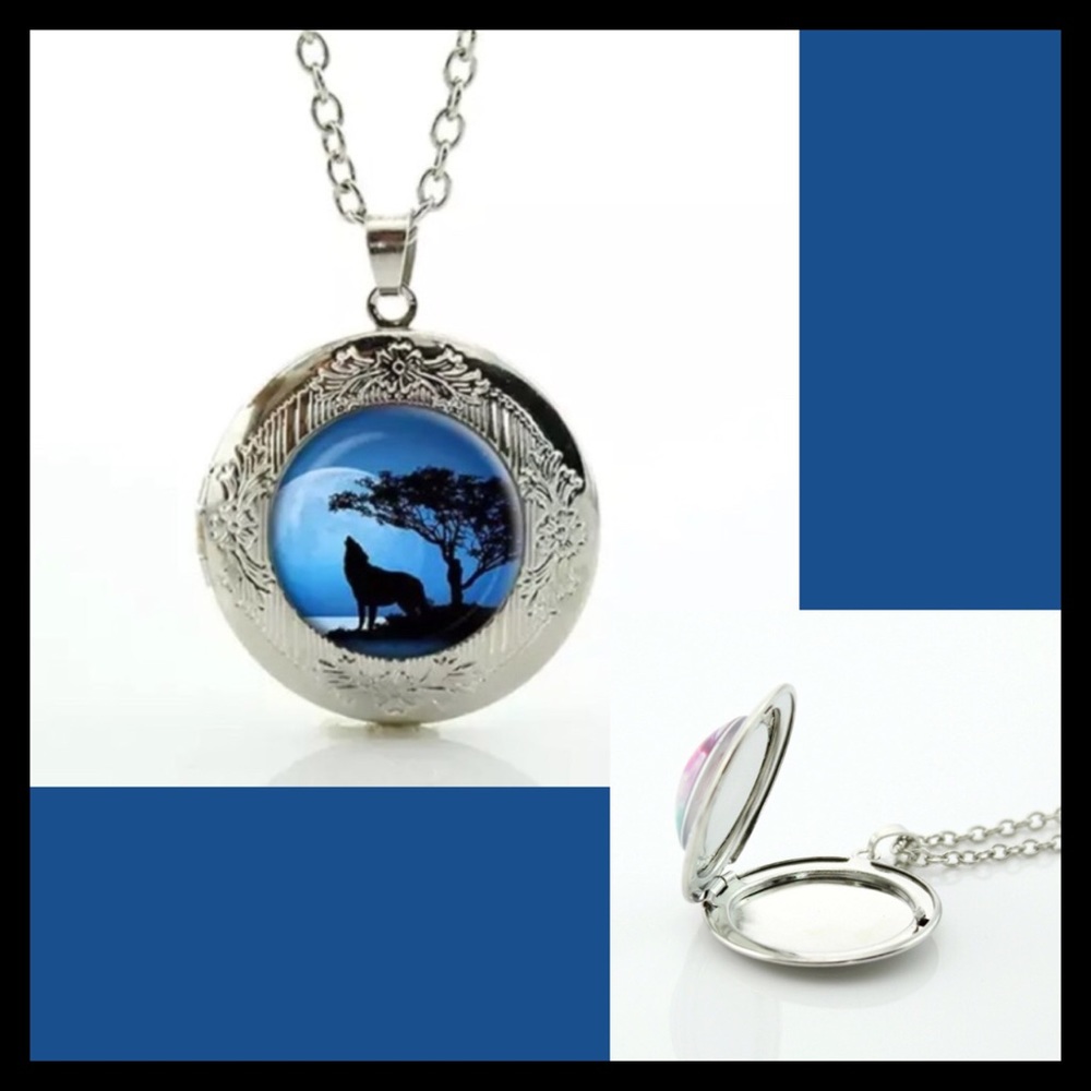 Howling Wolf Locket Necklace